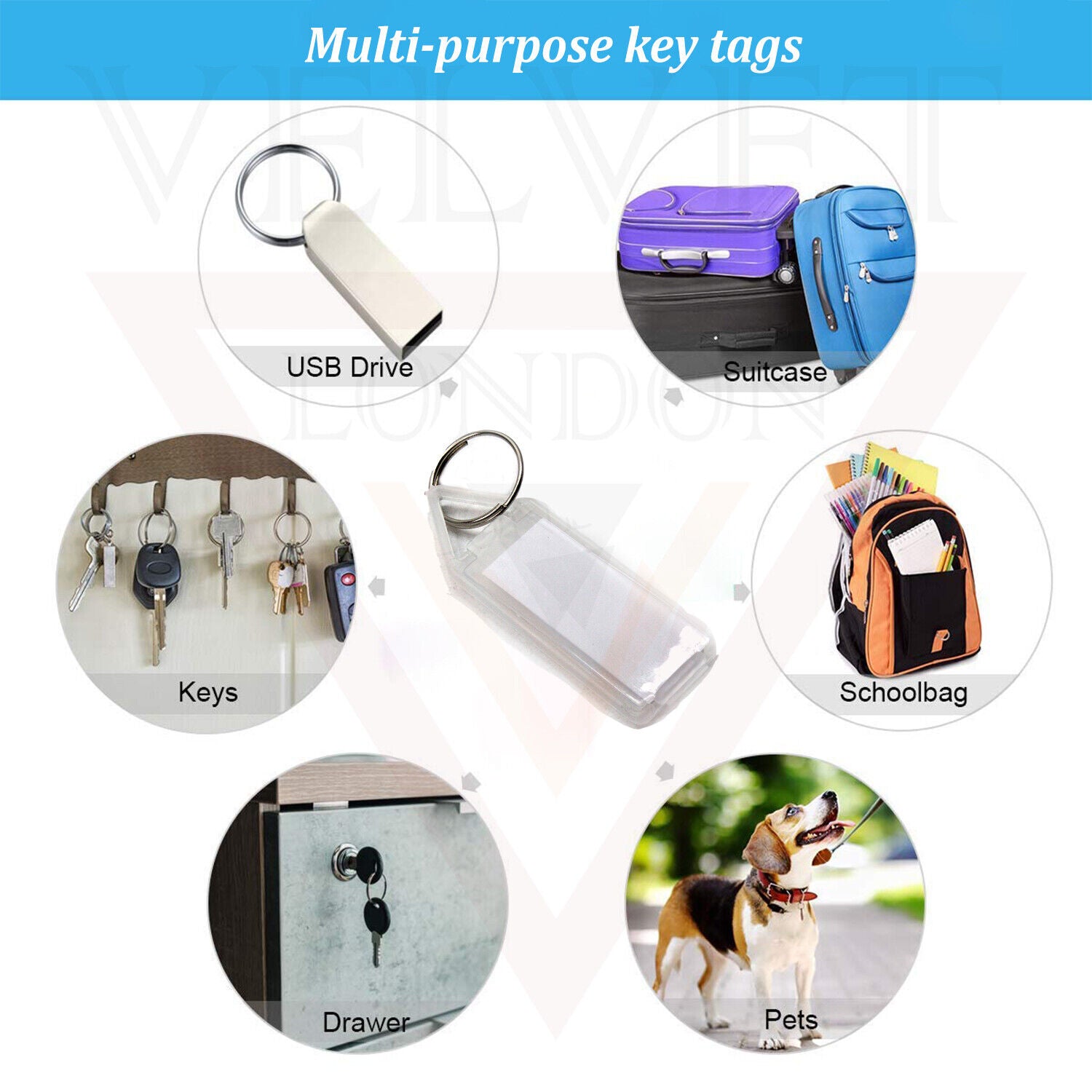 Keychain Tag Label Key Ring ID White Decorative Purpose On Keys Luggage Label
