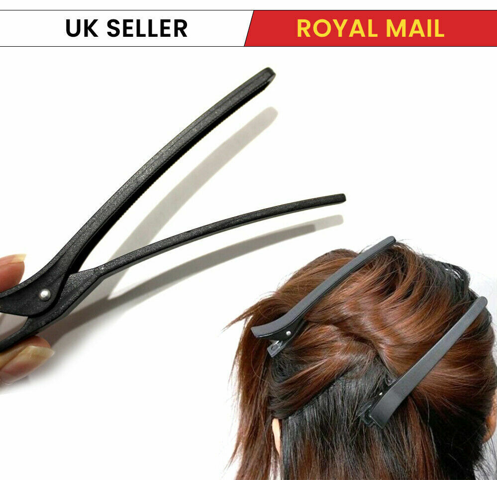 6x Black Hairdresser Duckbill Clip Salon Hair Sectioning Professional Clamp