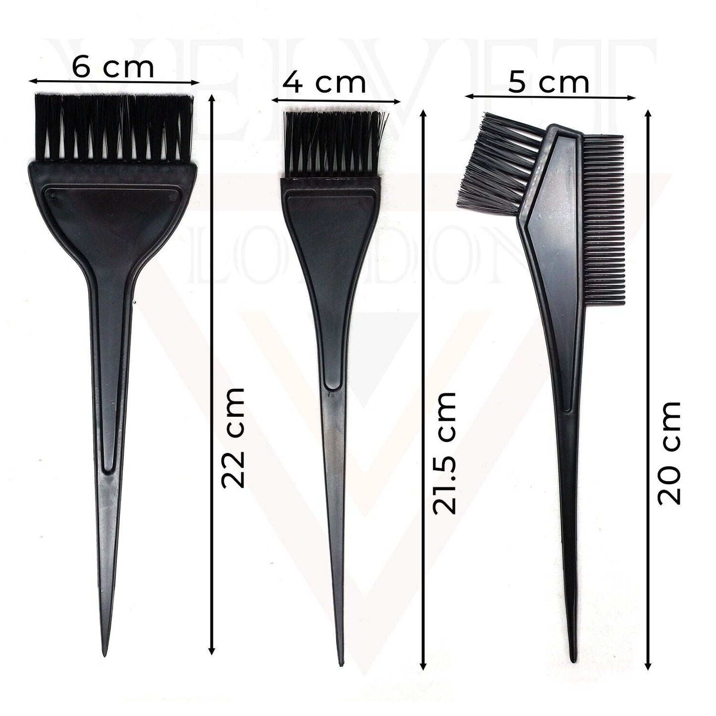 3x Hair Coloring Black Brushes Salon Hair Dying Combs Double-sided Brushes Sets