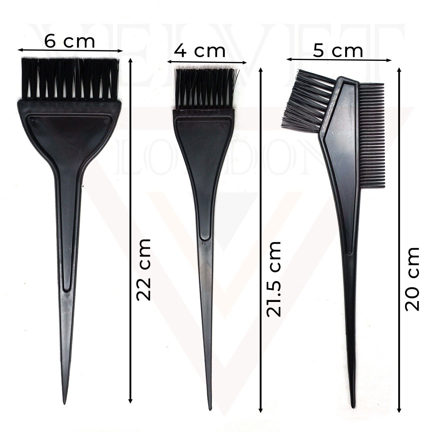3x Hair Coloring Black Brushes Salon Hair Dying Combs Double-sided Brushes Sets