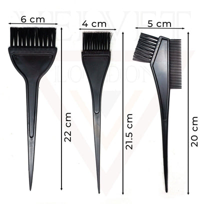 3x Hair Coloring Black Brushes Salon Hair Dying Combs Double-sided Brushes Sets