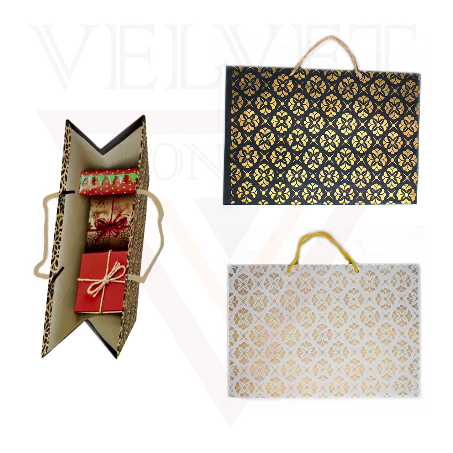 5x Paper Party Bags With Handles Christmas Gift Bag for Christmas Party Birthday