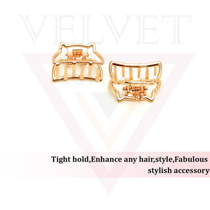 2x Mini Cat Shape Metal Hair Claw Clips Non-Slip Jaw Clip Hair Clamp Butterfly