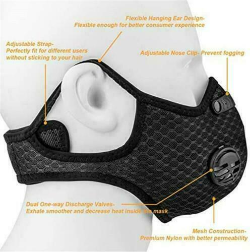Washable Dustproof Face Mask Anti-pollution Cover Activated Carbon Filters Blue
