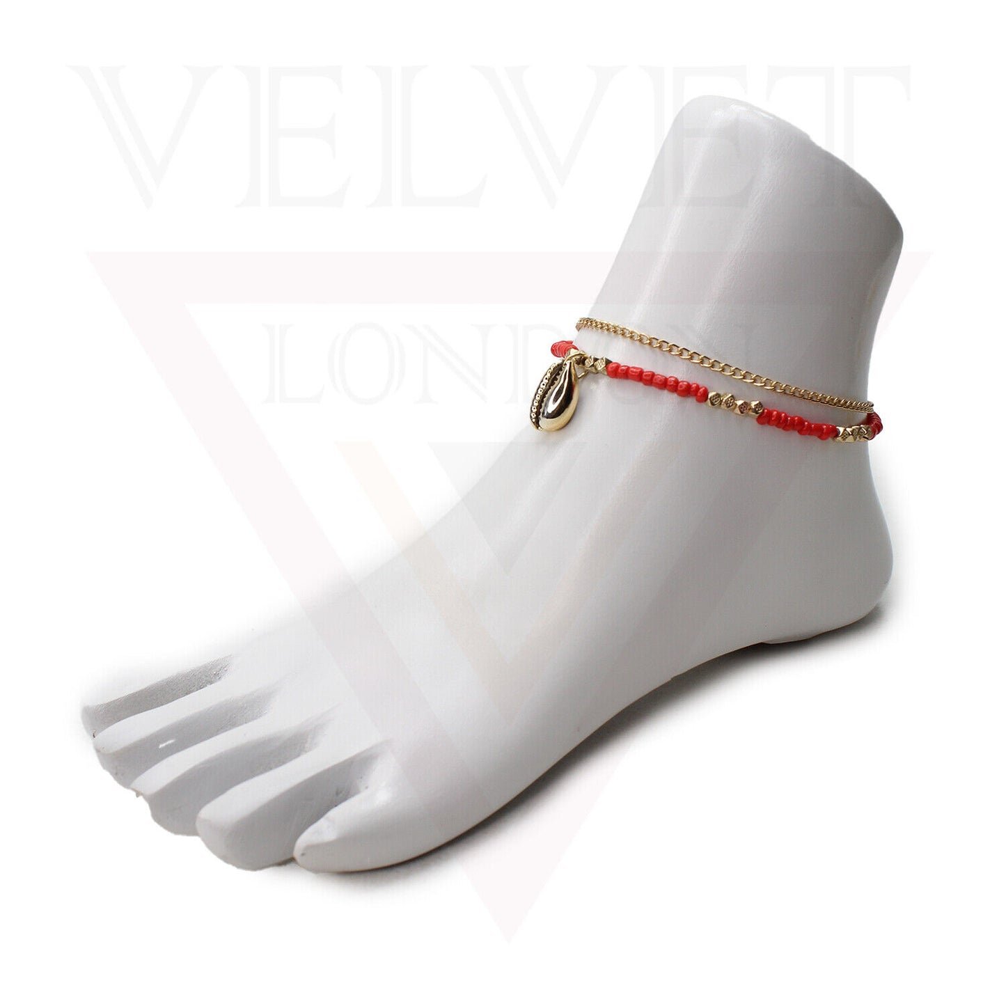 Cord Anklet Ankle Bracelet Crystal Bead Beach Adjustable Golden Foot Jewellery