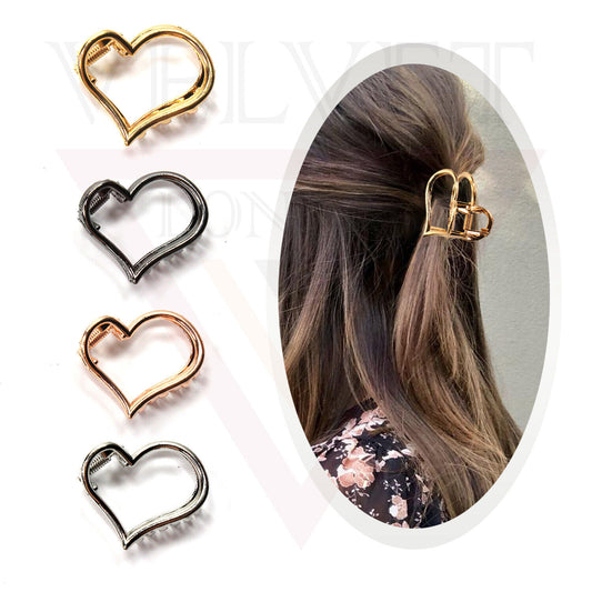 Heart Shape Hair Claws Metal Hair Jaw Clips Non-Slip Big Clutcher Barrattes Claw