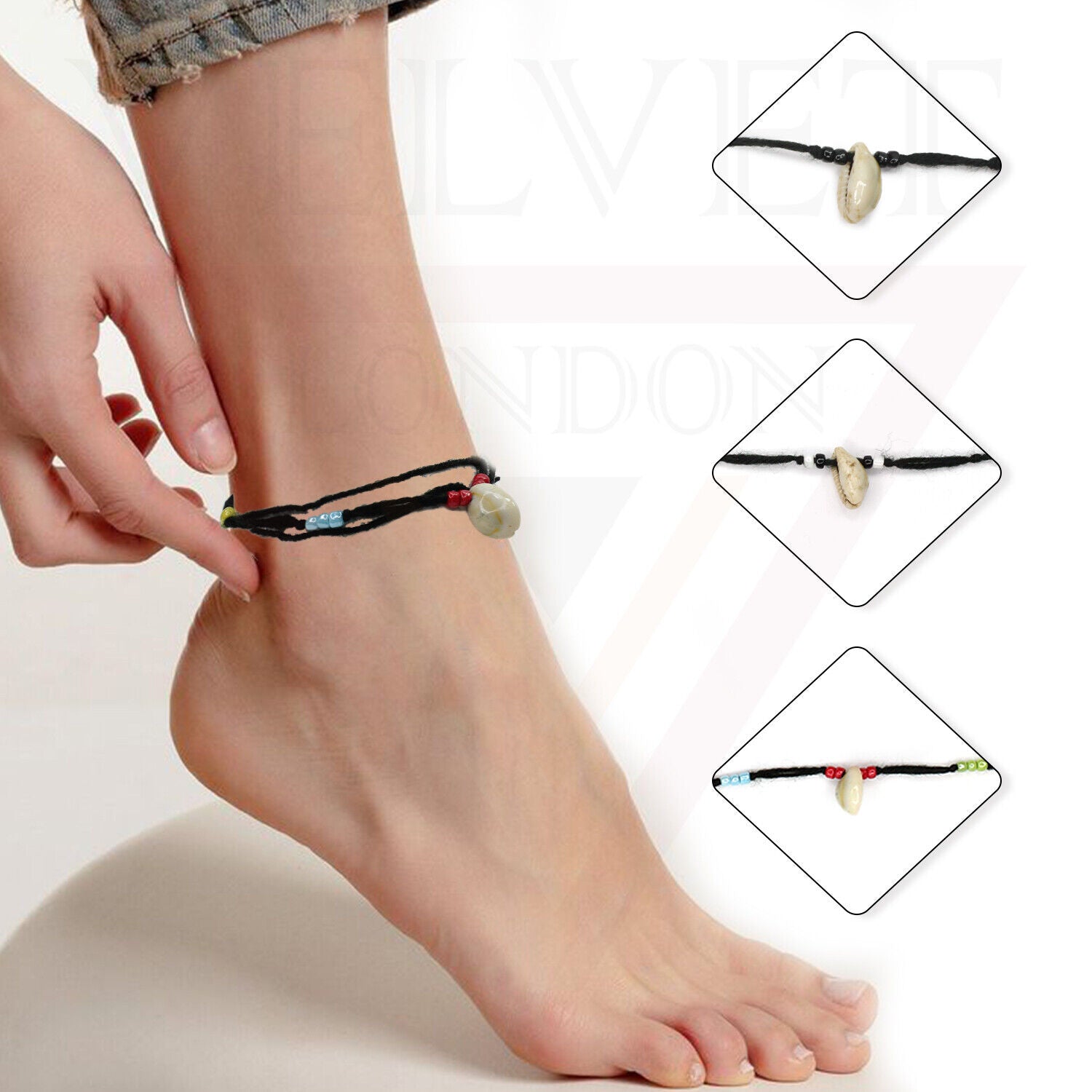 Shells Simple Anklet Beaded Bracelet Foot Chain Adjustable Boho Beach Anklets
