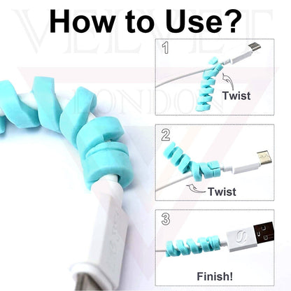 4Pcs Charger Cable Saver Protectors Silicone Cord Flexible Spiral Cable Protect