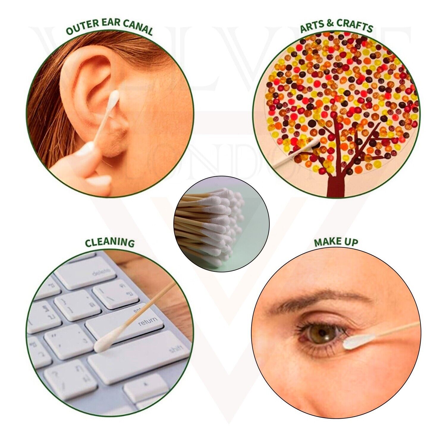 Cotton Buds 200Pcs Cotton Ear Swabs Wooden Handles Ear Cleaning Buds Tips Bamboo