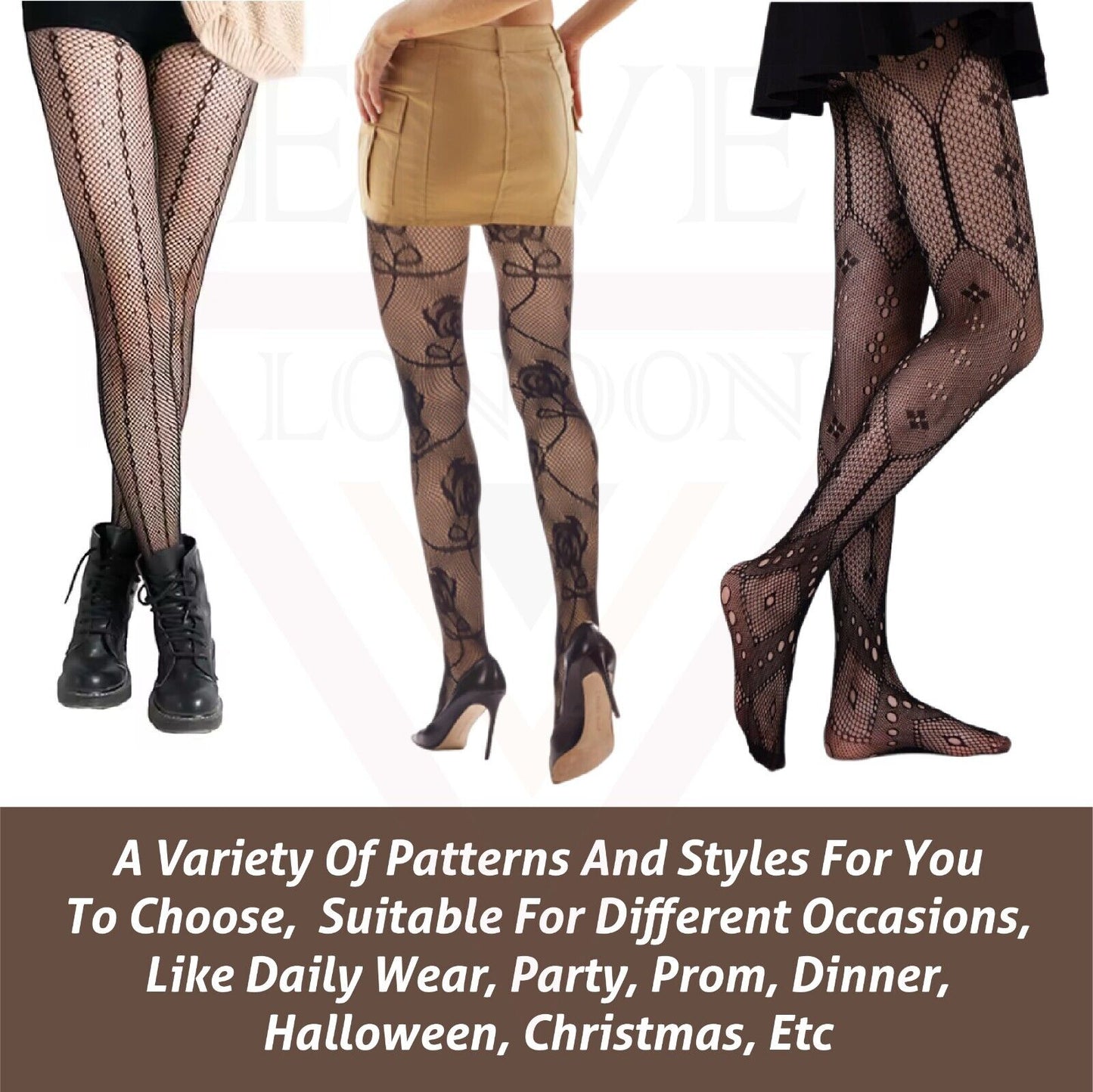 Sexy  Sheer Fishnet Tights High Waist Mesh Pantyhose Patterned Stocking Black