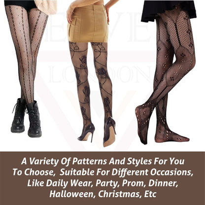 Sexy  Sheer Fishnet Tights High Waist Mesh Pantyhose Patterned Stocking Black