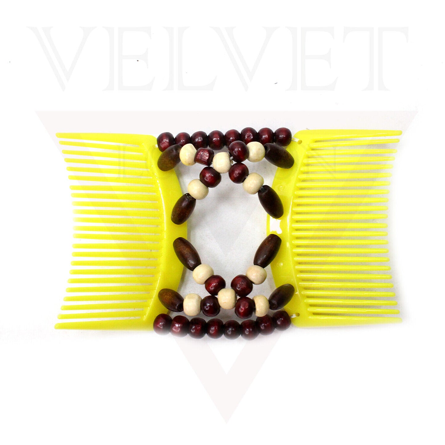 Wooden Beads Magic Hair Combs Clips Elastic Stretchy Double Hair Styling Clips