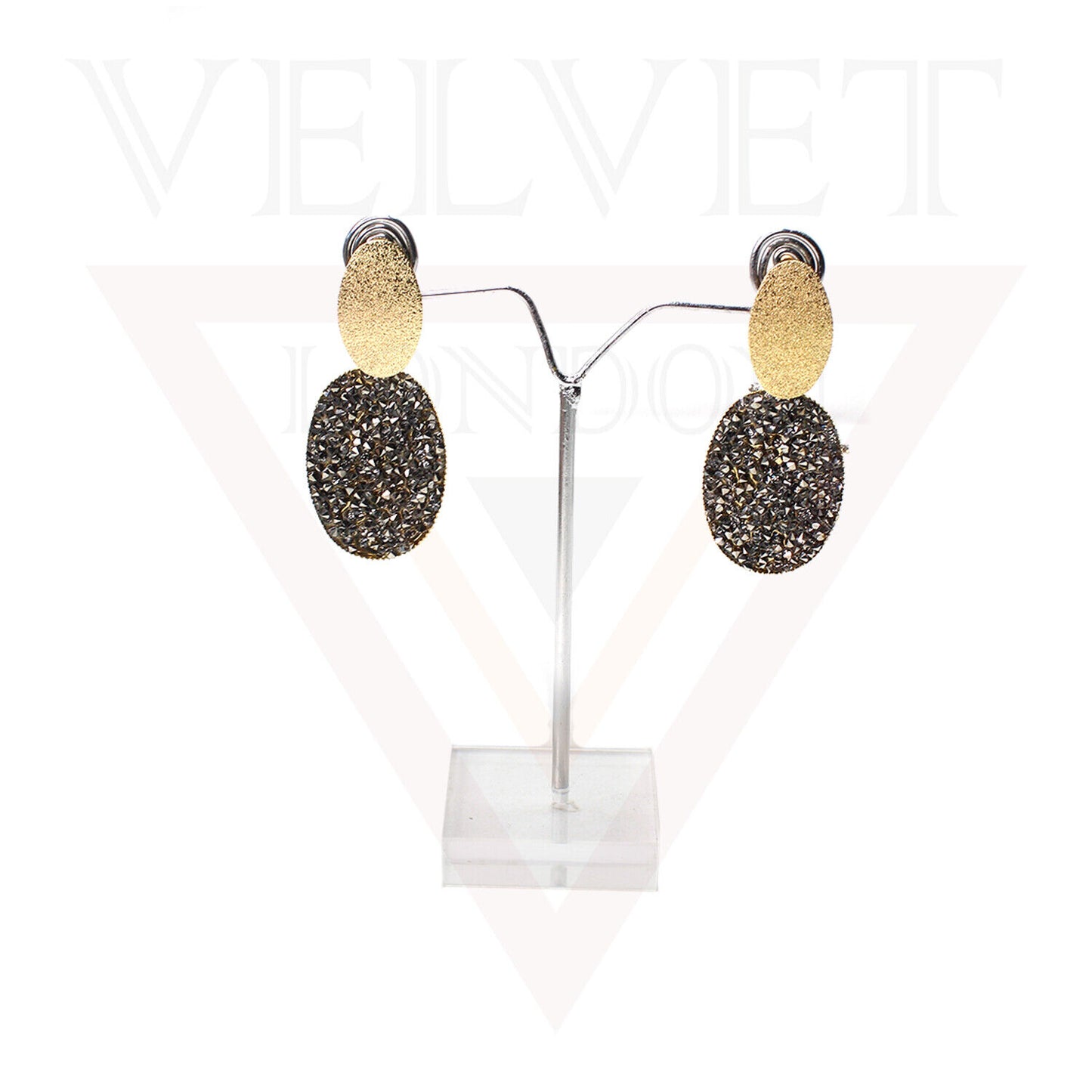Drop Earrings Stud Earring Dangle Crystal Rhinestone Glitter Black Ear Jewellery