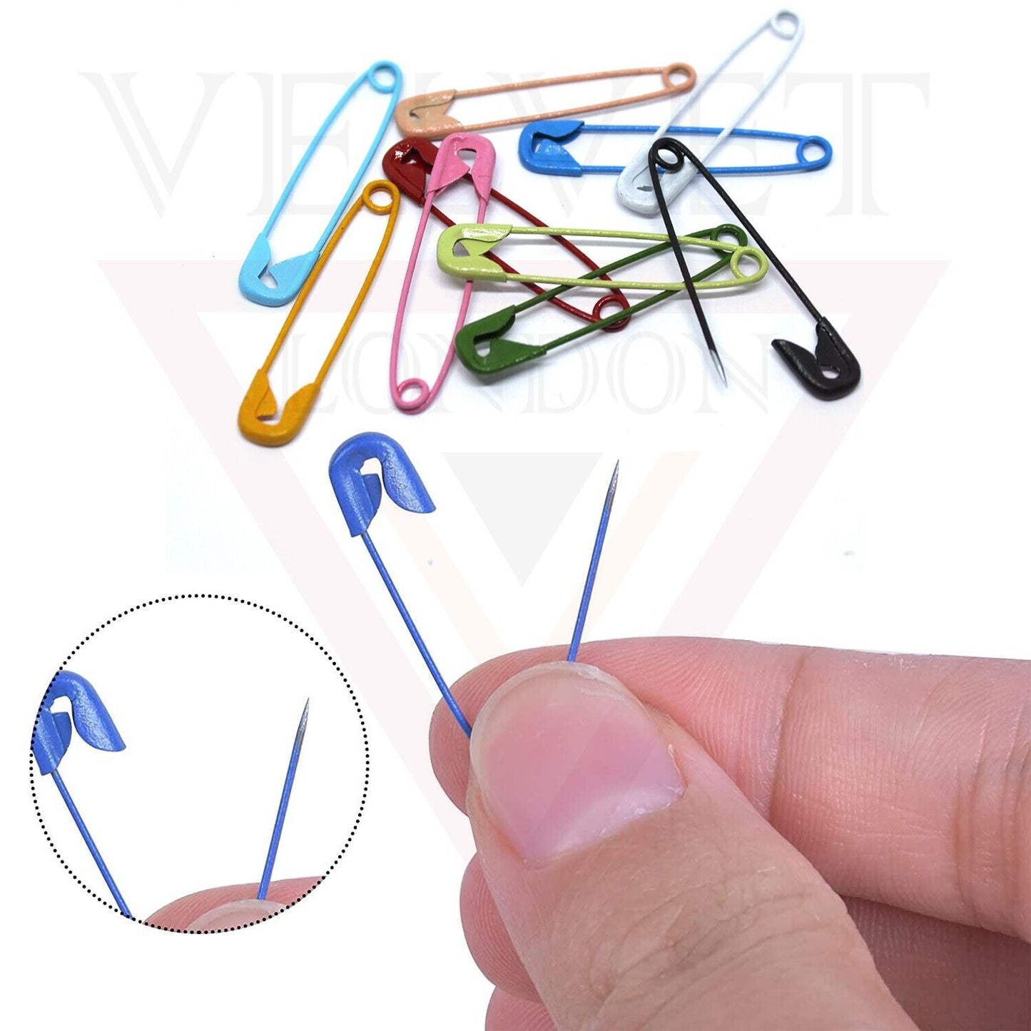 100x Safety Pins Matte Multicolour Pins Craft Sewing Nickel Metal Plated Pins