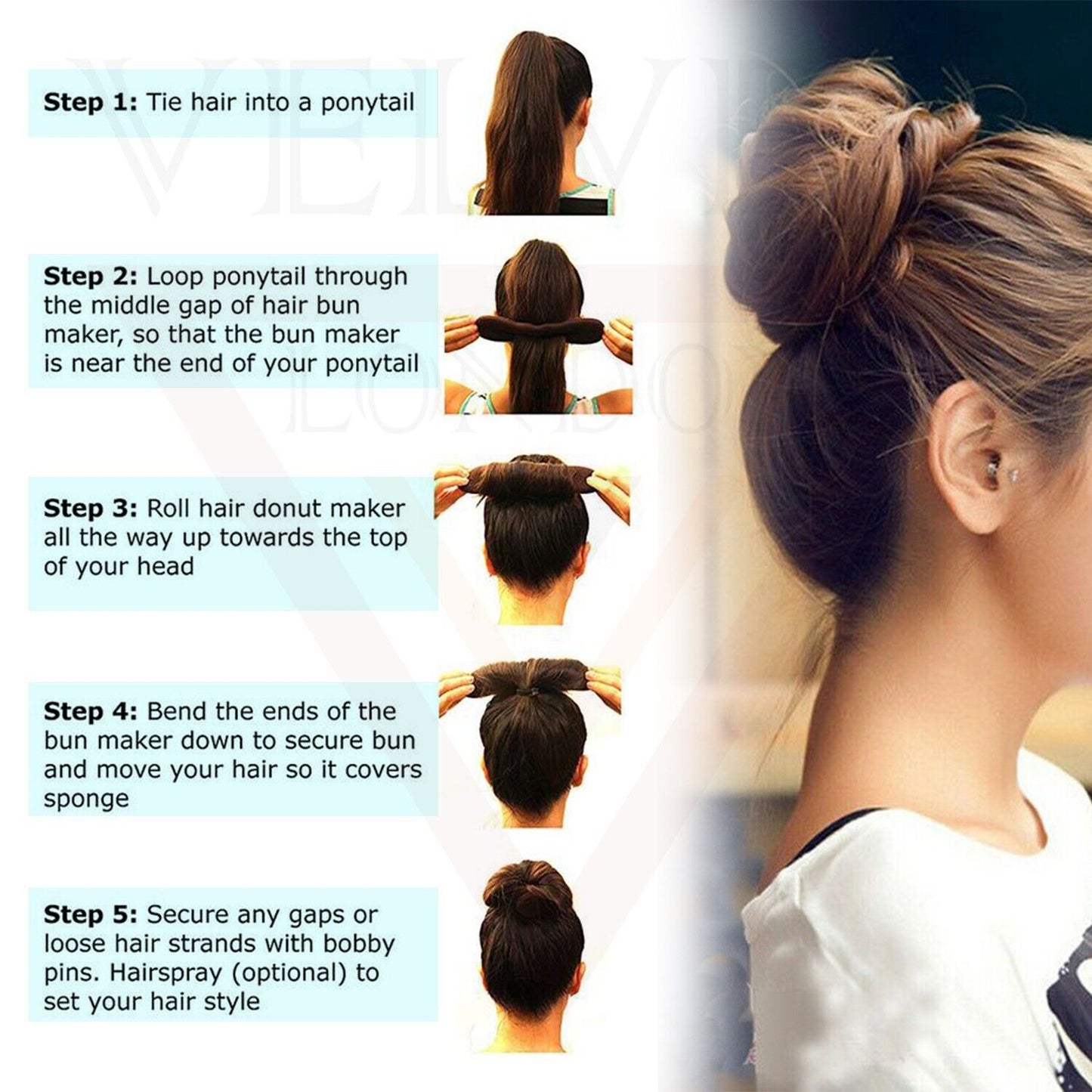 Bun Maker Sponge Black Foam French Magic Hair Braiding Tools Hook Twist Bands