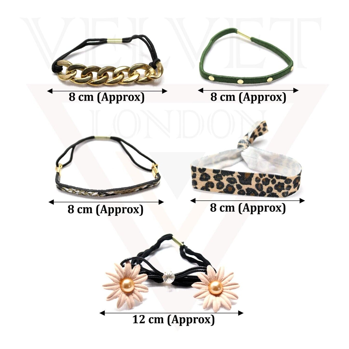 5x Designer Hairband Hair Band Ring Elastic HairTies Rope Thin Hairbands