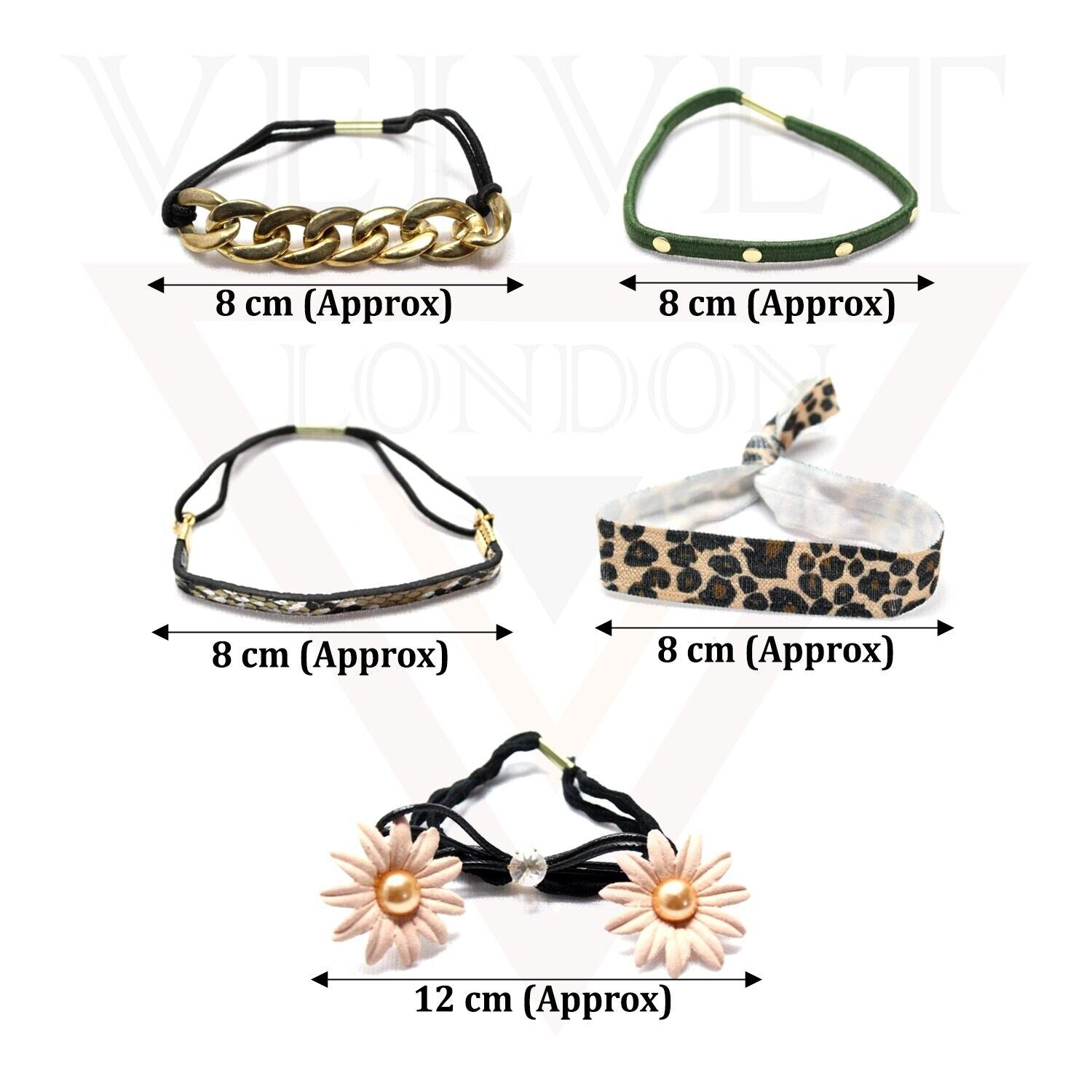 5x Designer Hairband Hair Band Ring Elastic HairTies Rope Thin Hairbands