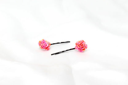 20x Hair Pins Colorful Rose Flower Bobby Pins Hair Clips Metal Grips Slide Pins