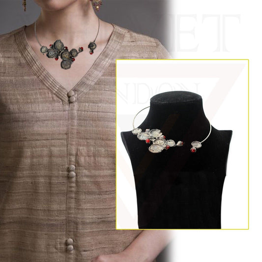 Necklace Antique German Silver Oxidized Traditional Boho Hasli Choker Ethnic