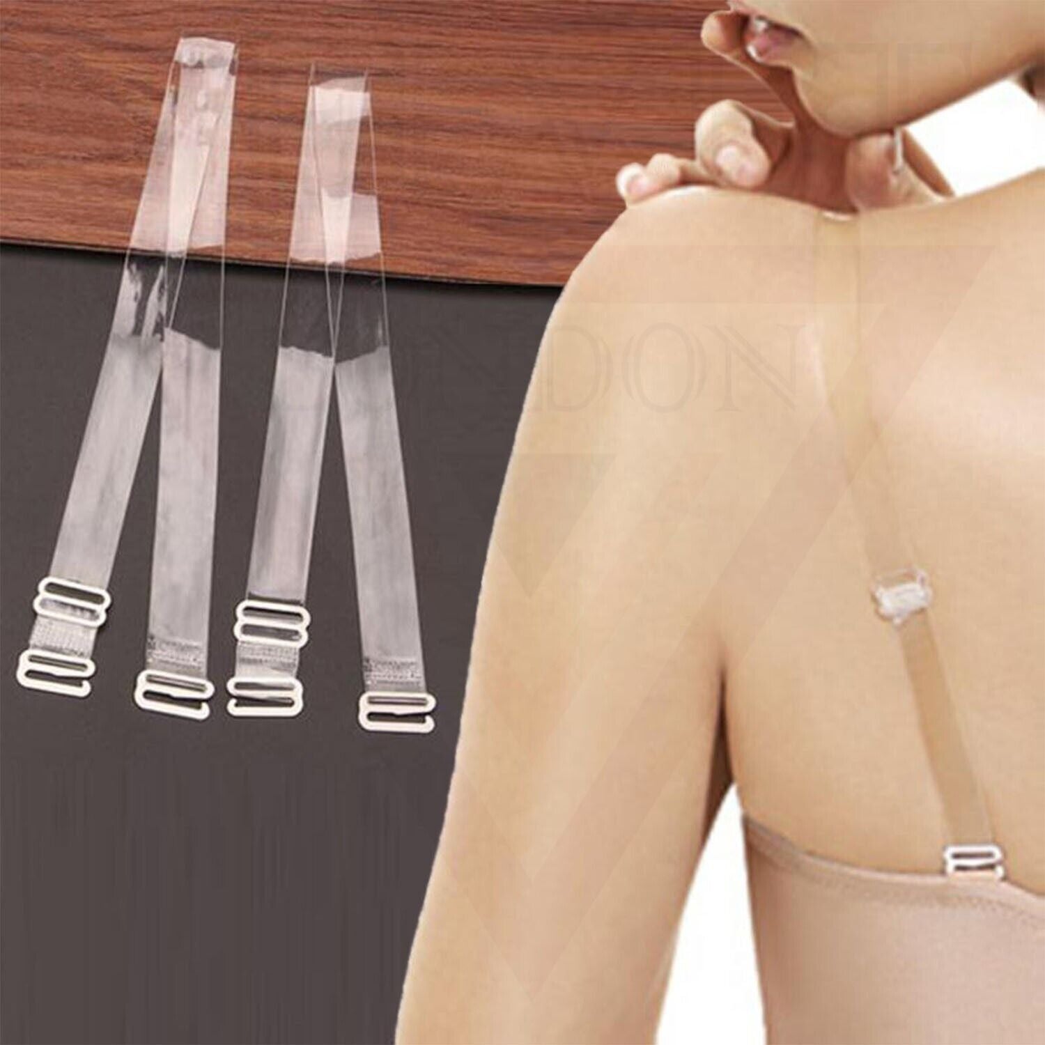 Invisible Detachable Thick Long Clear Elastic Bra Straps Transparent Adjustable