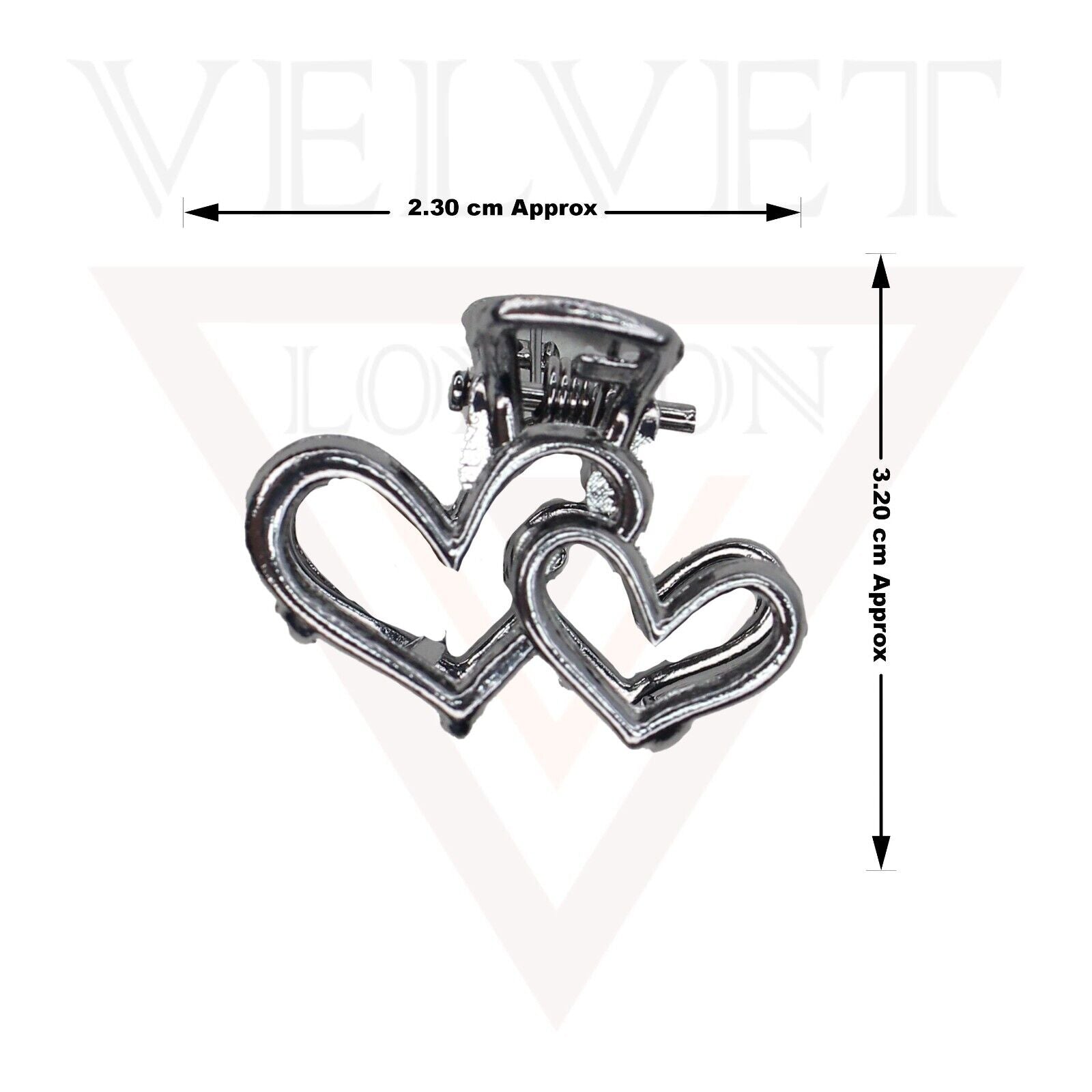 2x Metal Hair Claw Clips Mini Heart Hair Clamp Jaw Clips Non-slip Hair Barrette