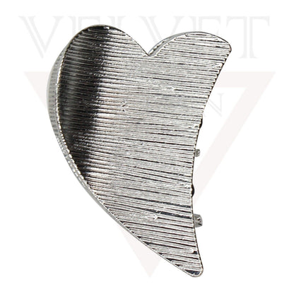 2x Lining Silver Hair Claw Metal Heart Shape Non-Slip Hair Clips Pins Grips UK