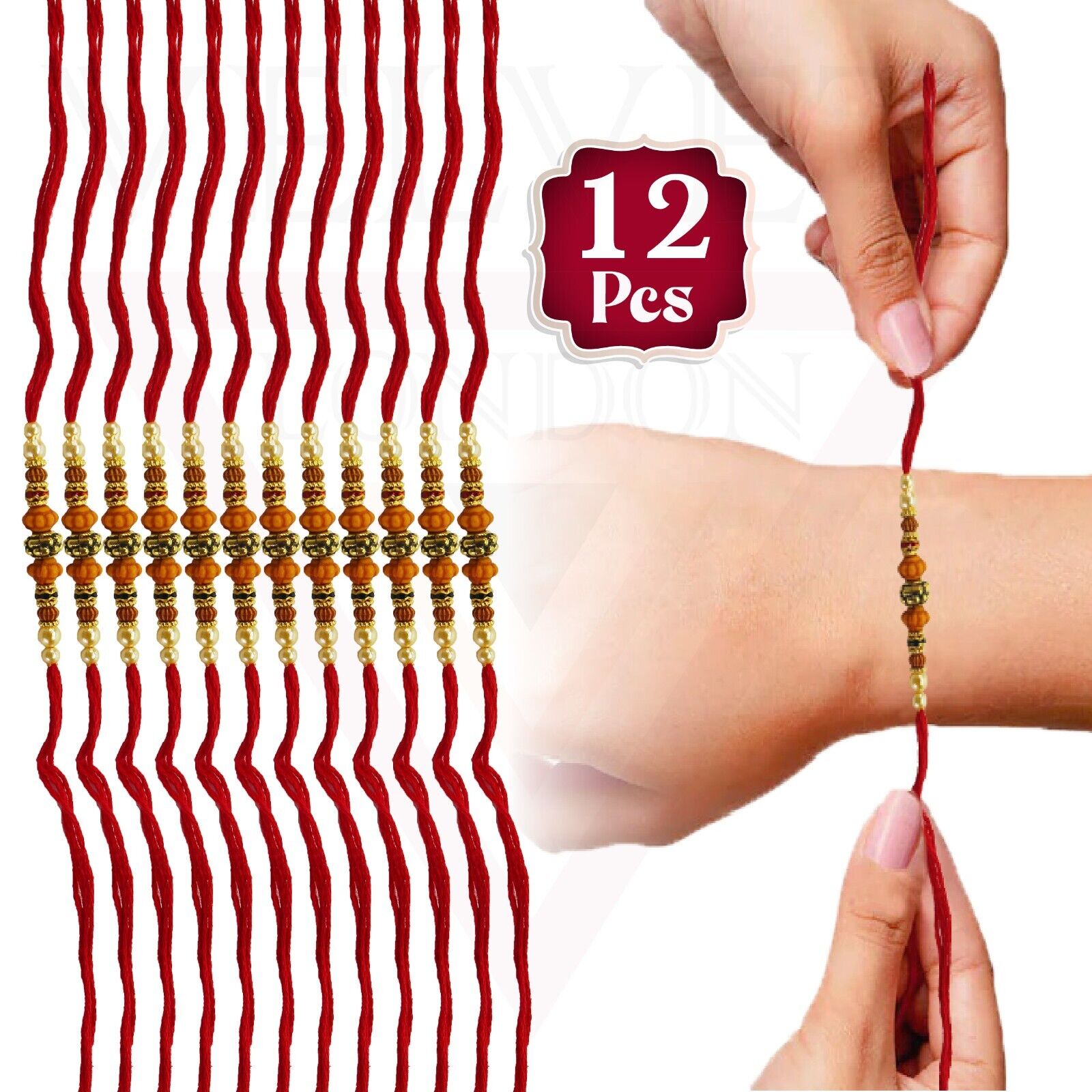 12Pc Set Rakhi Thread Bracelet Multicolour Bead Raksha Bandhan Rakhi for Brother