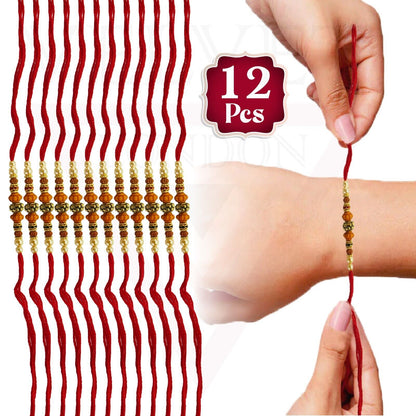 12Pc Set Rakhi Thread Bracelet Multicolour Bead Raksha Bandhan Rakhi for Brother