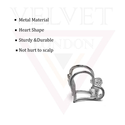 2x Metal Hair Claw Clips Small Heart Hair Clamp Barrette Heart Hairpins Barrette