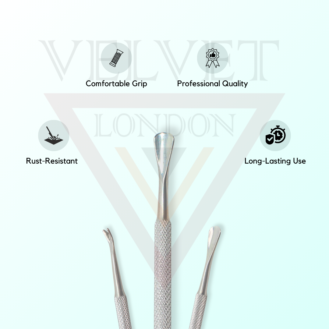 Cuticle Pusher Stainless Steel Dual Head Nail Scraper for uv Gel Nails 3pcs New