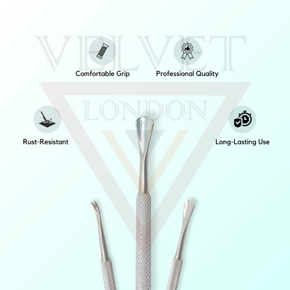 Cuticle Pusher Stainless Steel Dual Head Nail Scraper for uv Gel Nails 3pcs New