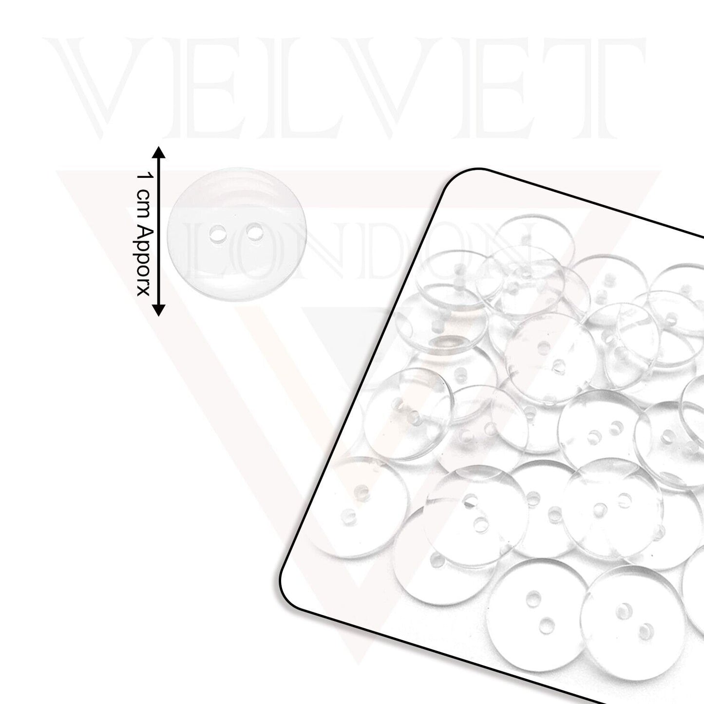 100x Clear Buttons 10mm Round Sewing Button 2 Hole For Sewing Clothes Hat Shirt