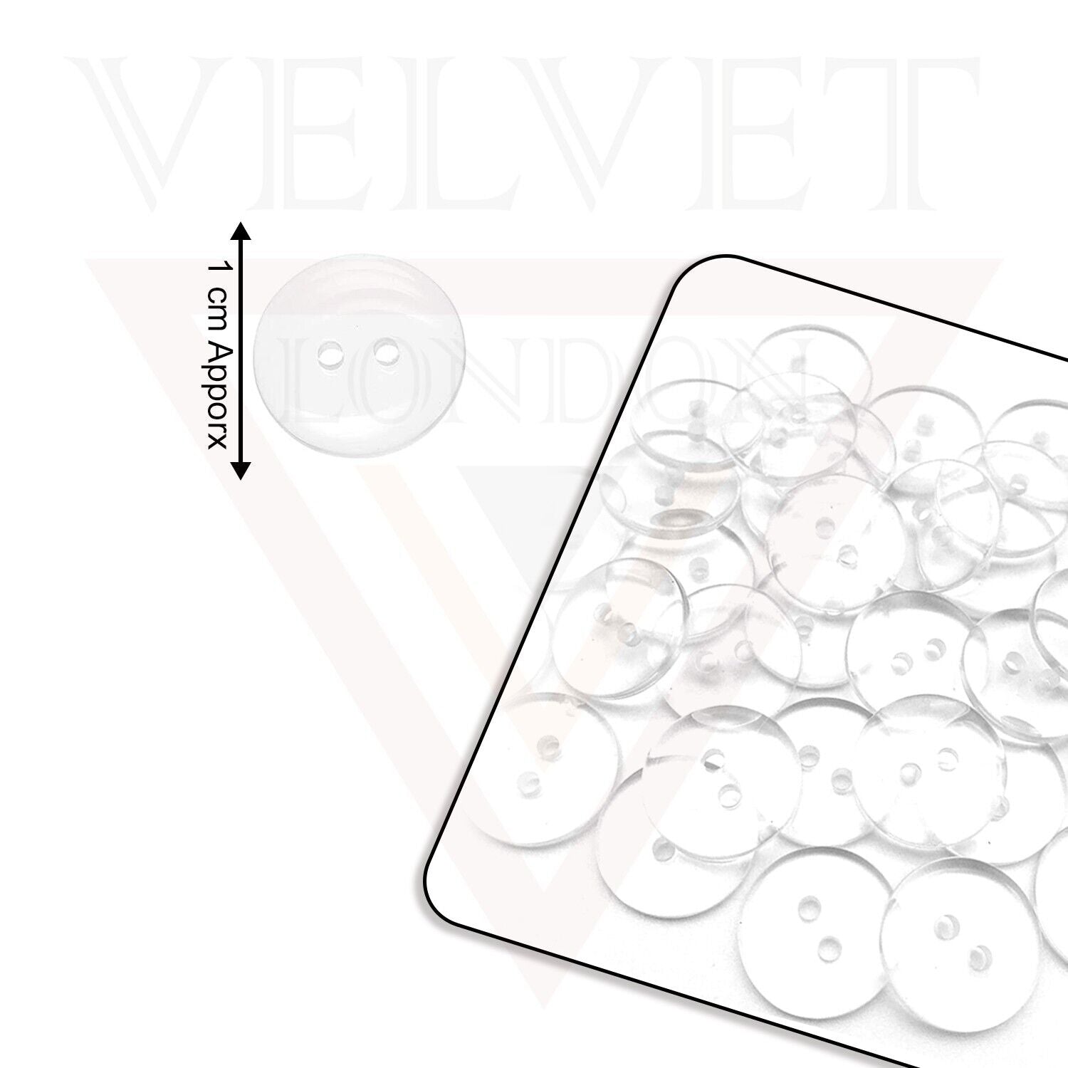 100x Clear Buttons 10mm Round Sewing Button 2 Hole For Sewing Clothes Hat Shirt
