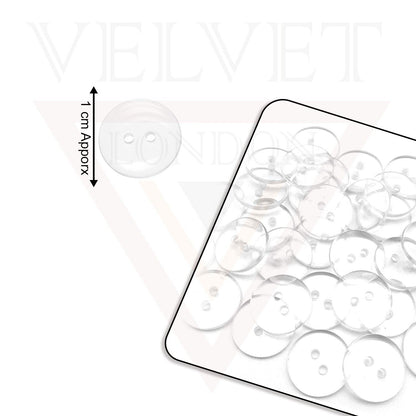 100x Clear Buttons 10mm Round Sewing Button 2 Hole For Sewing Clothes Hat Shirt