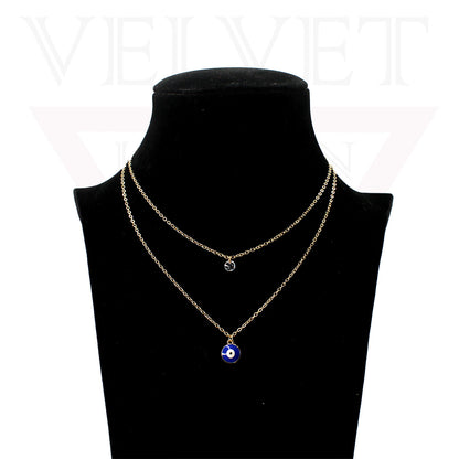 Trendy Golden Multi Layer Chain Necklace Oxidised Evil Eye Pendant Beachwear