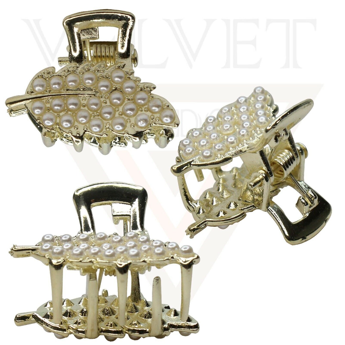 Hair Claw White Pearl Mini Claws Golden Hair Jaw Clips Butterfly Clamp Butterfly