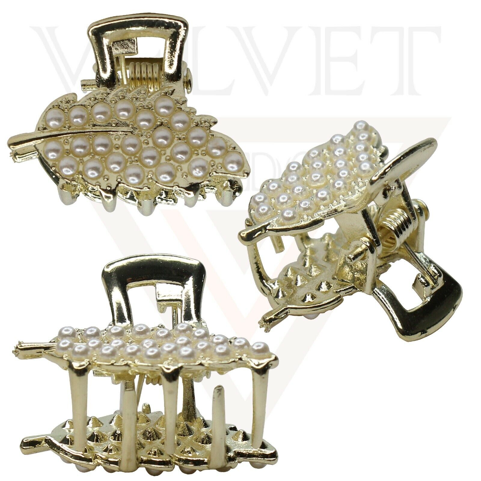 Hair Claw White Pearl Mini Claws Golden Hair Jaw Clips Butterfly Clamp Butterfly