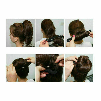 2xFrench Hair Bun Maker Braiding Tool Hook Plait Twist Band Styling Roller Donut