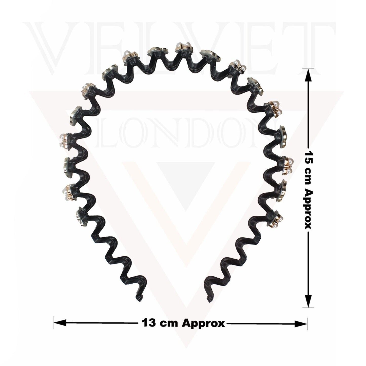 3x Wave Headbands Unbreakable Non-Slip Hair Band Pearl Rhinestone Hair Hoop