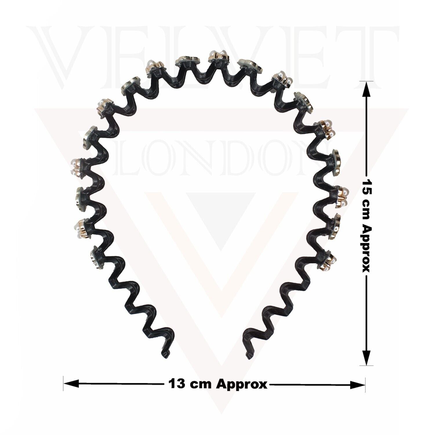 3x Wave Headbands Unbreakable Non-Slip Hair Band Pearl Rhinestone Hair Hoop