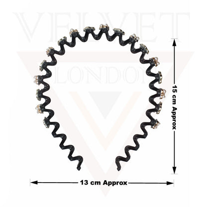 3x Wave Headbands Unbreakable Non-Slip Hair Band Pearl Rhinestone Hair Hoop