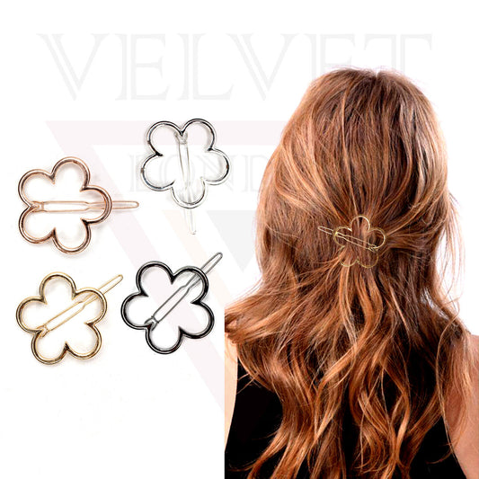4x Hair Clip Metal Flower Hair Pins French Sliders Clip Grip Styling Accessories