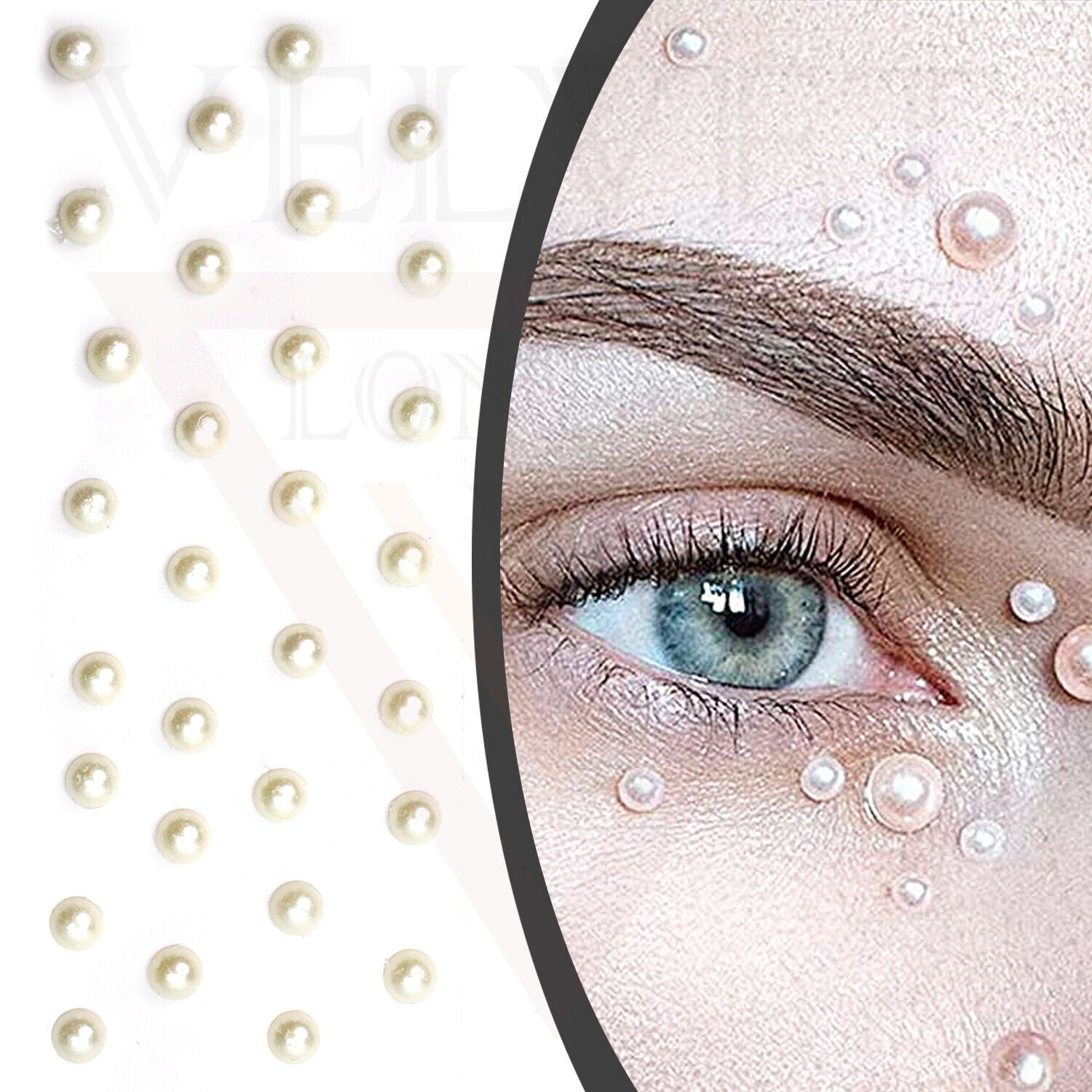 White Pearl Bindi Forehead Round Nail Stickers Eyes Temporary Tattoos Tikka