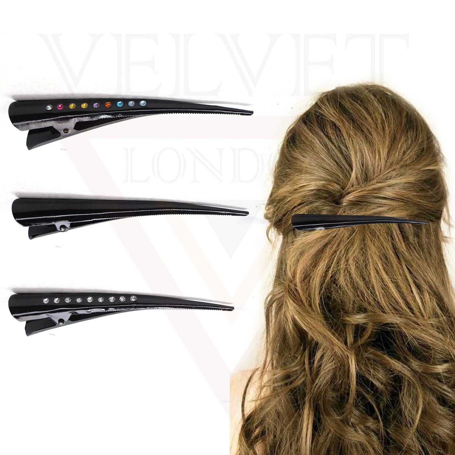 Hair Clip Duckbill Rhinestone Metal Non-slip Teeth Crocodile Hair Clip Barrettes