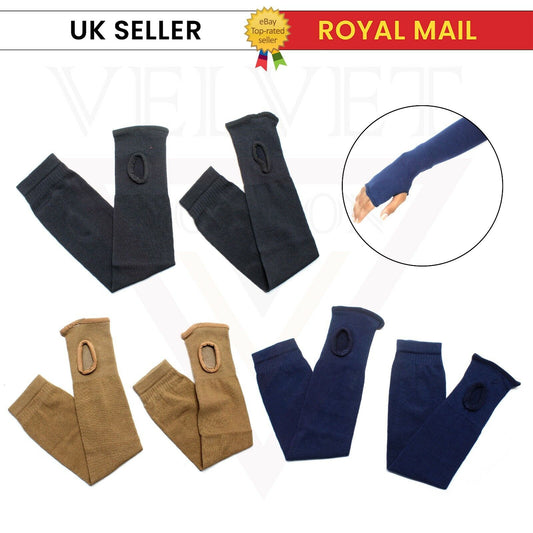 1 Pairs Long Fingerless Gloves Warmer Thumbhole Elbow Length Gloves for Women