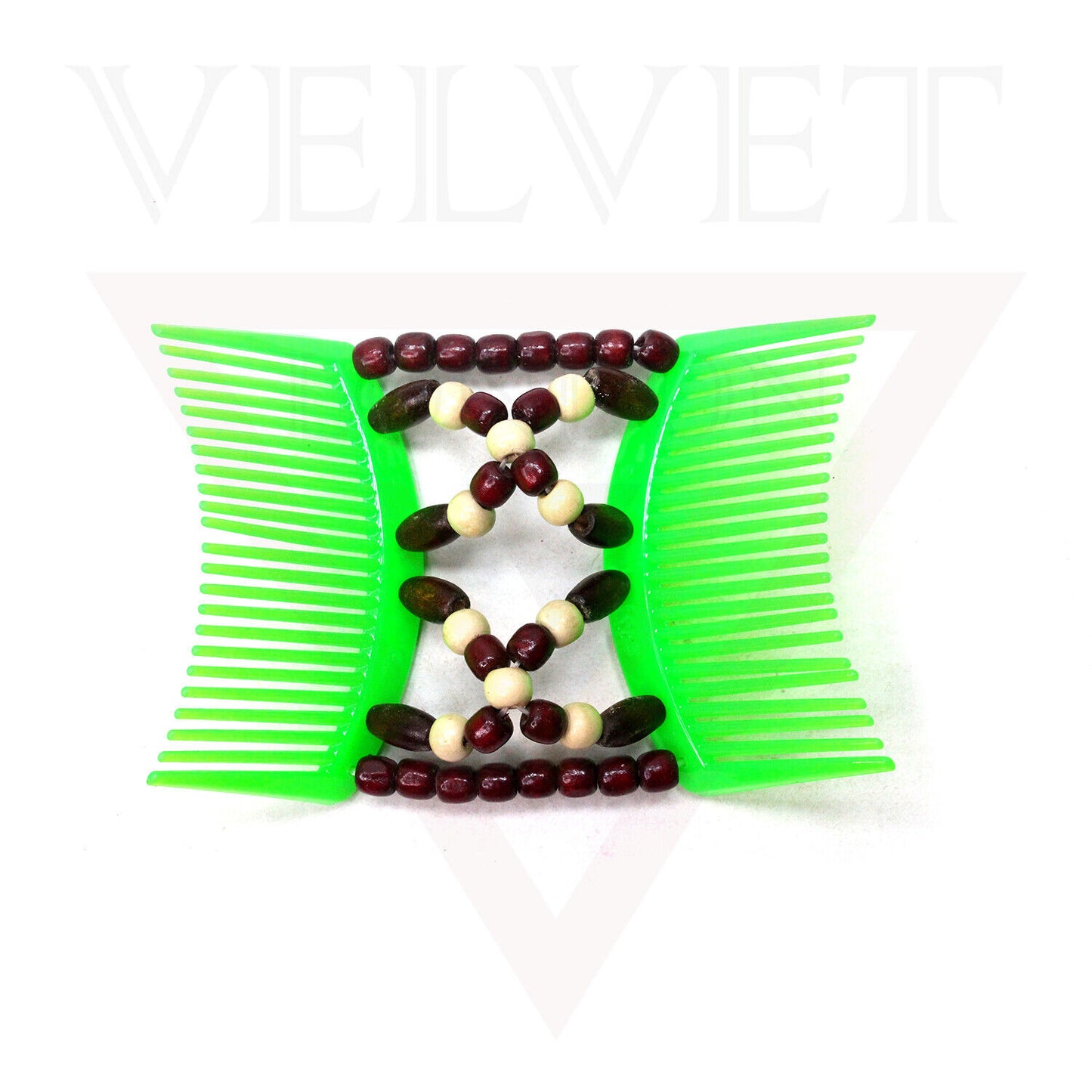 Wooden Beads Magic Hair Combs Clips Elastic Stretchy Double Hair Styling Clips