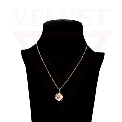 Pendant Necklace Small Colour Golden Sunflower Vintage Delicate Choker Chain