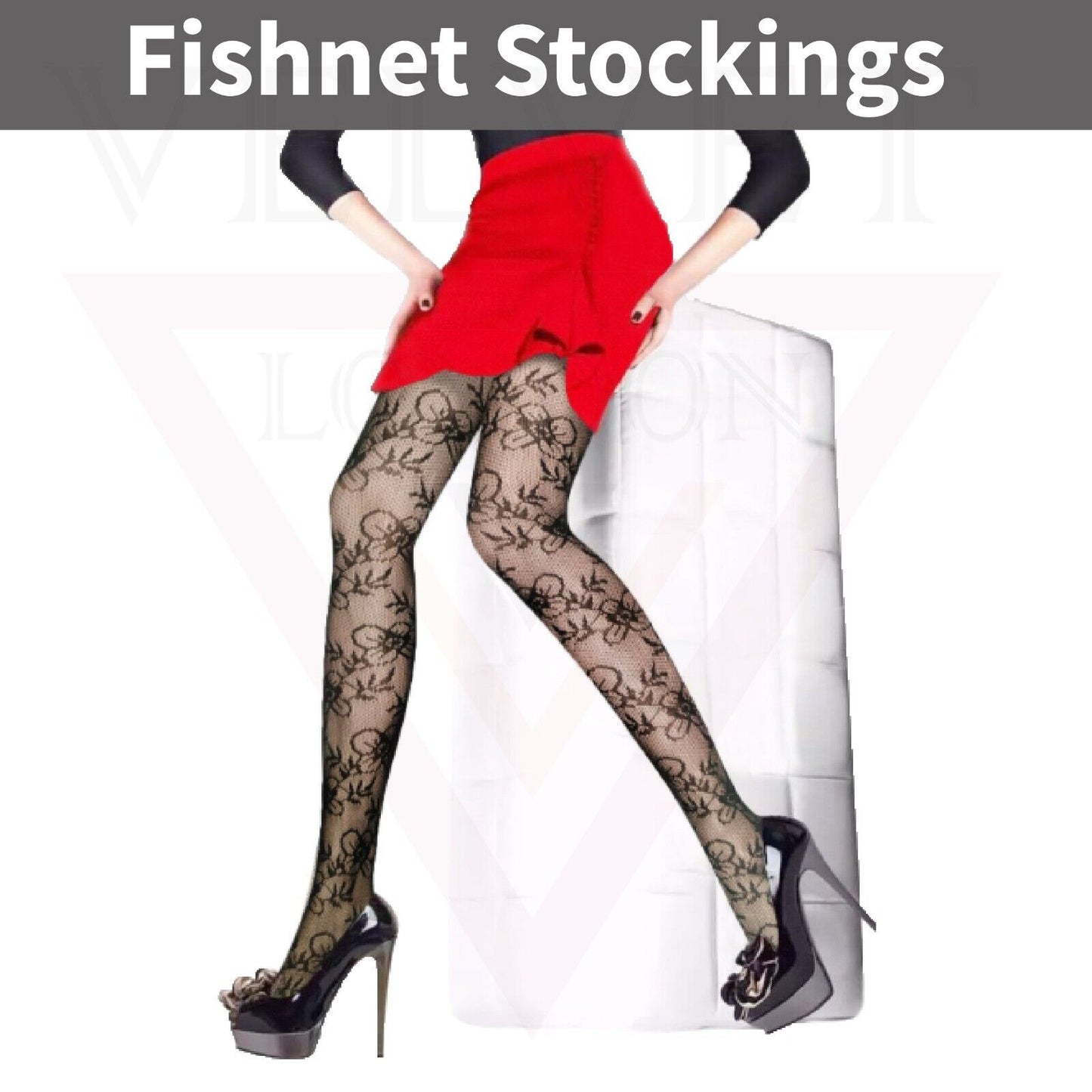 Sexy  Sheer Fishnet Tights High Waist Mesh Pantyhose Patterned Stocking Black