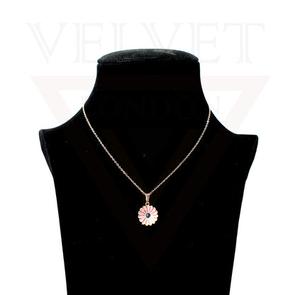 Pendant Necklace Small Colour Golden Sunflower Vintage Delicate Choker Chain