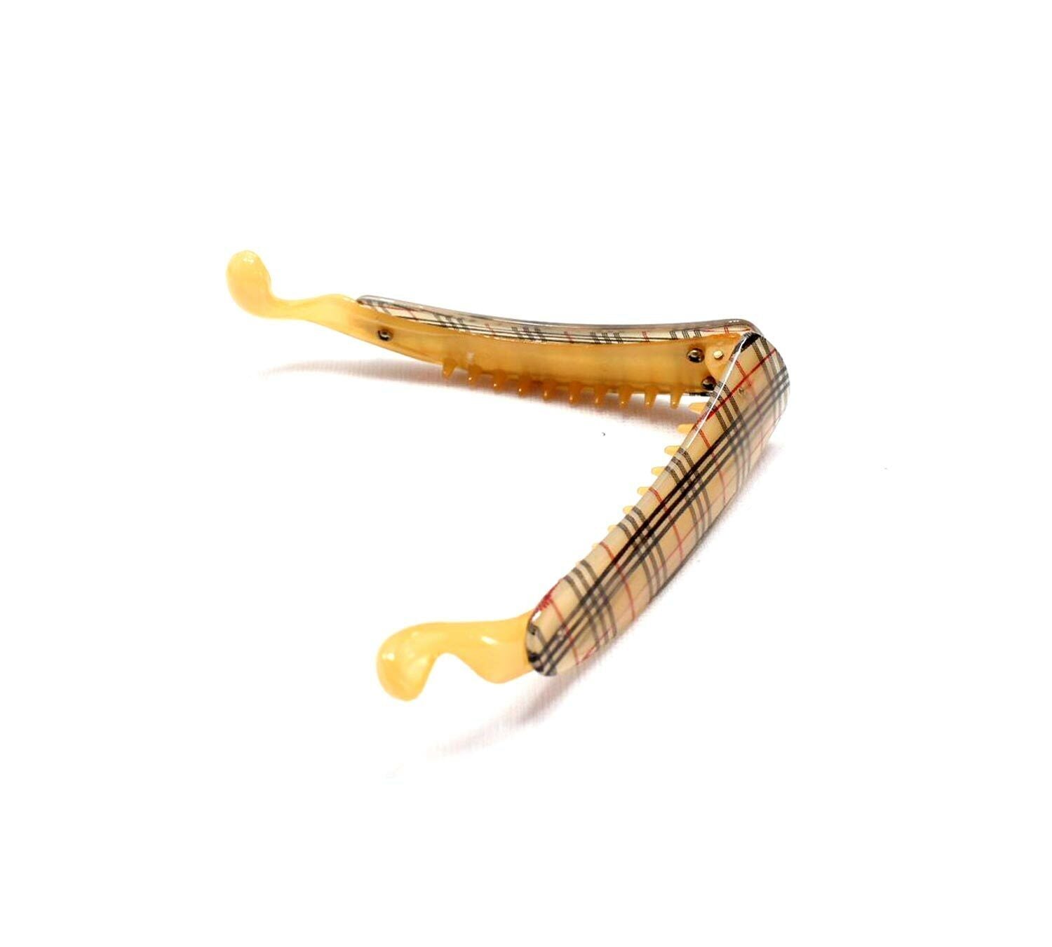 Chex Print Tort Twist Banana Clip Fish Clip Non-slip Fishtail Ponytail Holder